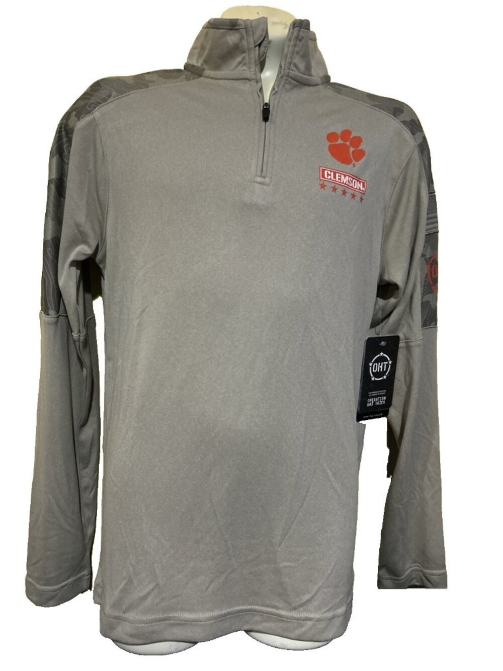 NEW Clemson Tigers Colosseum OHT Beige Long Sleeve 1/4 Zip Shirt Youth M 12-14